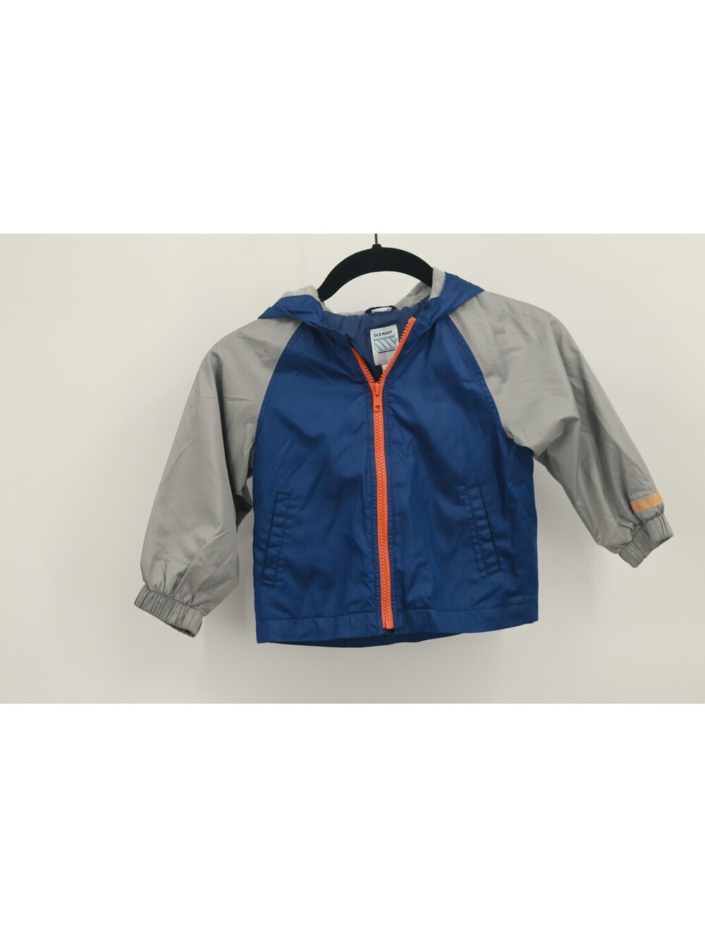 Old Navy Toddler Boys 2T Windbreaker Jacket Blue Gray Hooded Full Zip Sporty